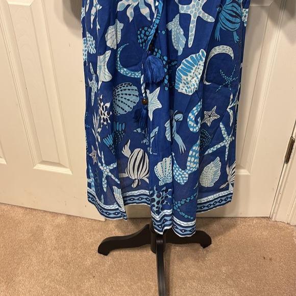 Haute Hippie Blue and White Shell Print Swim Coverup - Picture 4 of 11